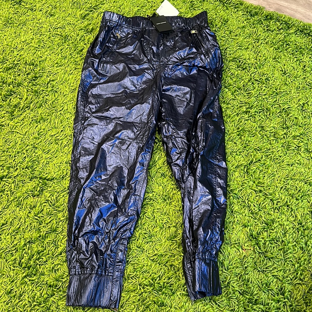 Navy blue shiny joggers size M